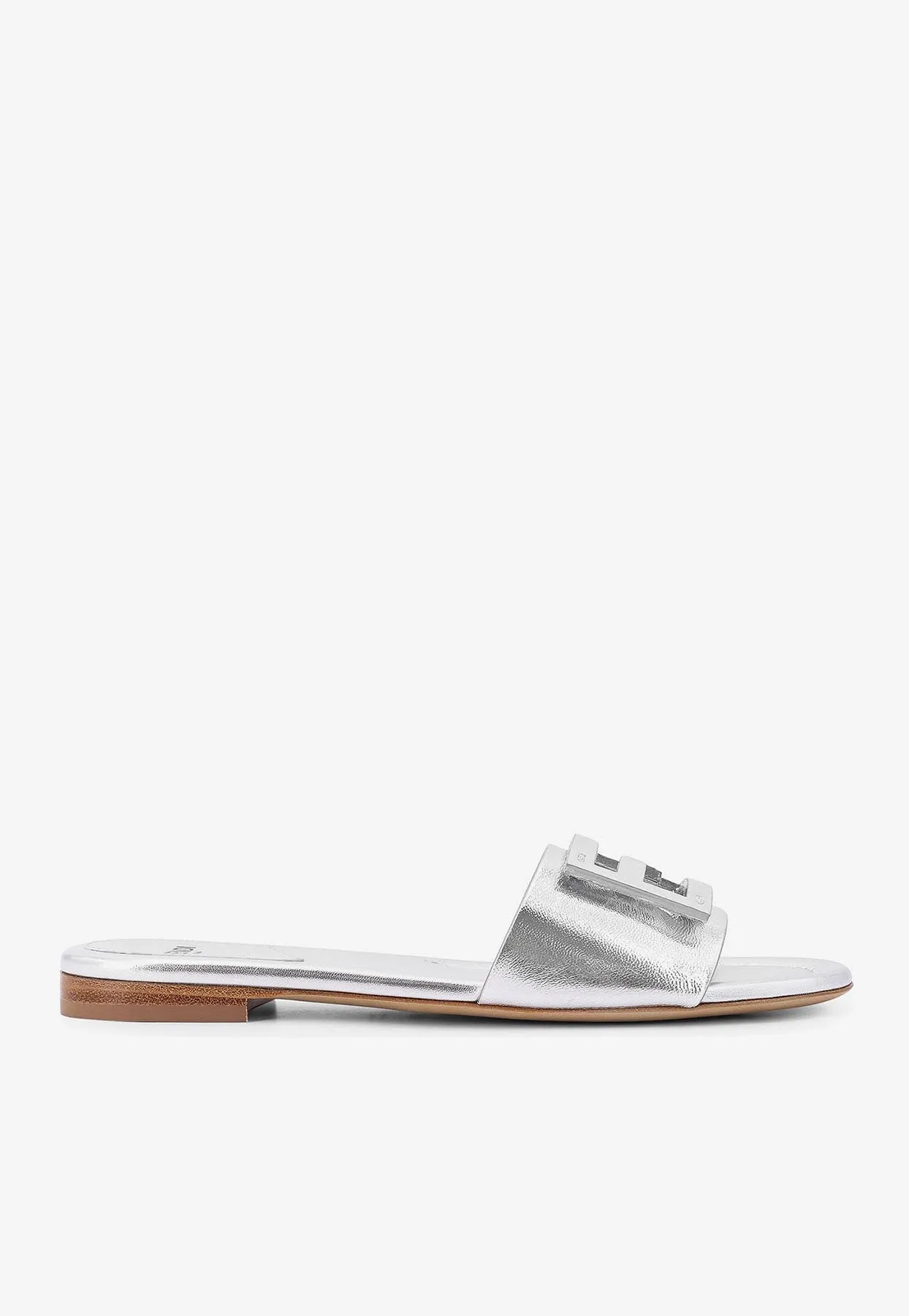 Baguette Flat Sandals in Metallic Leather