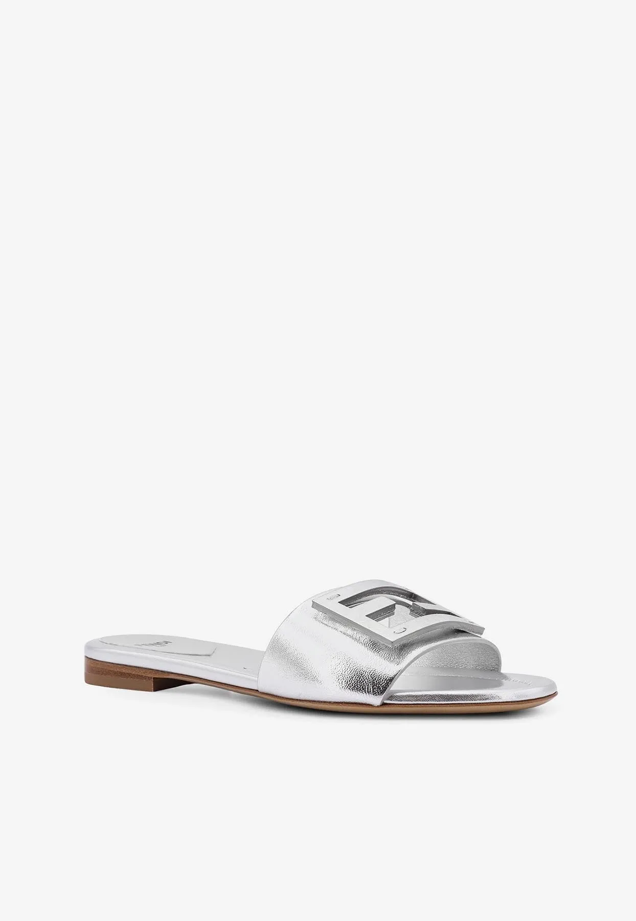 Baguette Flat Sandals in Metallic Leather