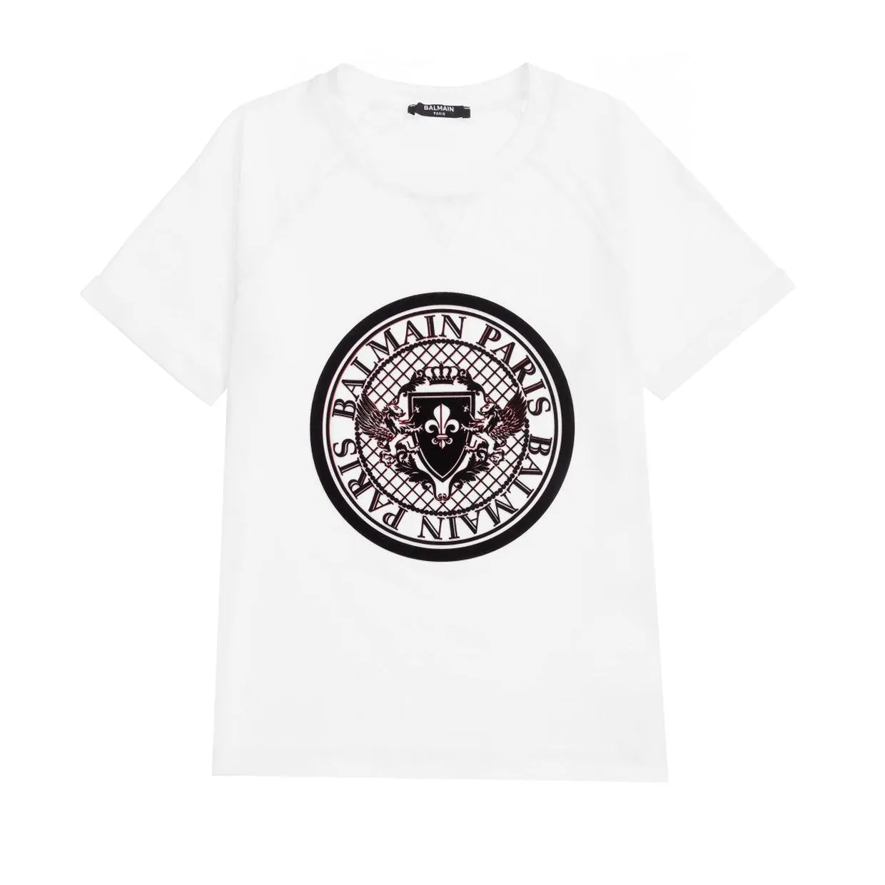 Balmain Children's White Textured Logo Tee