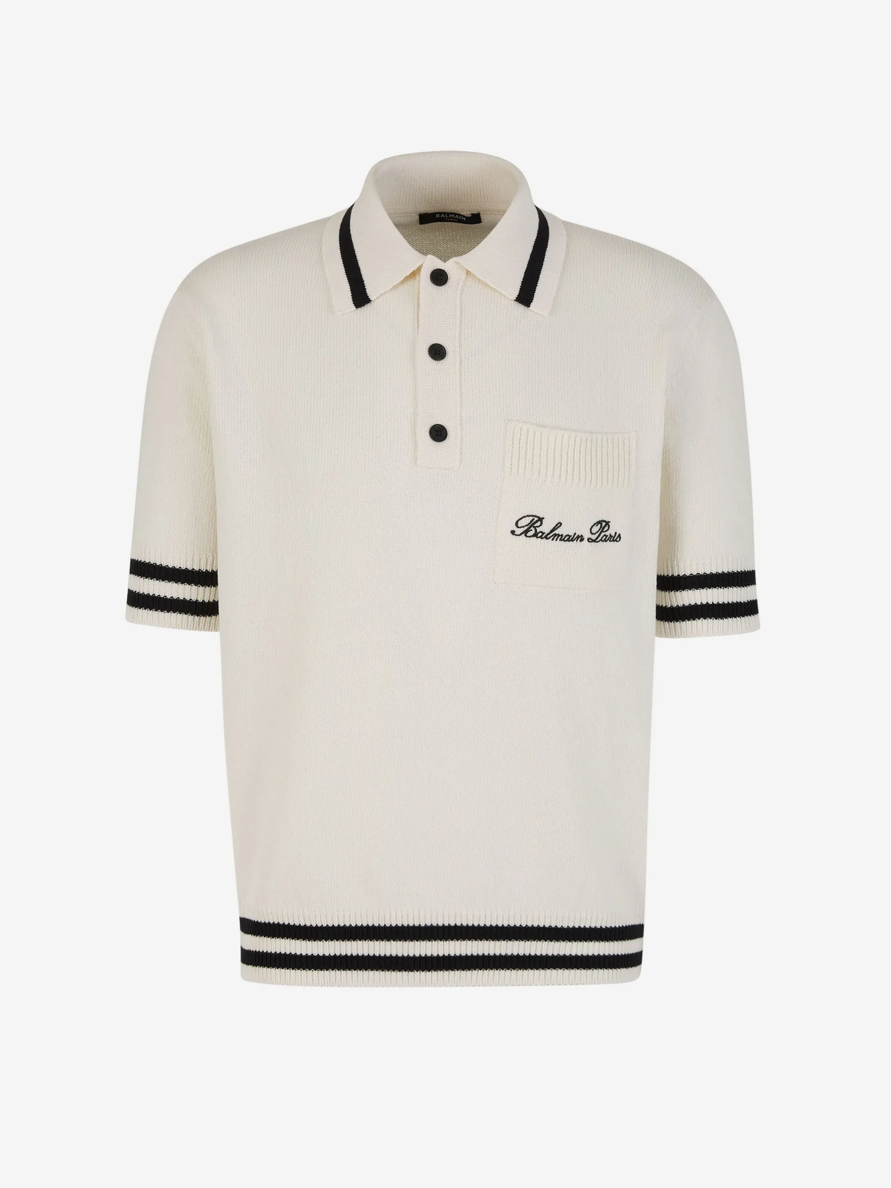 Balmain Strip Knit Polo 