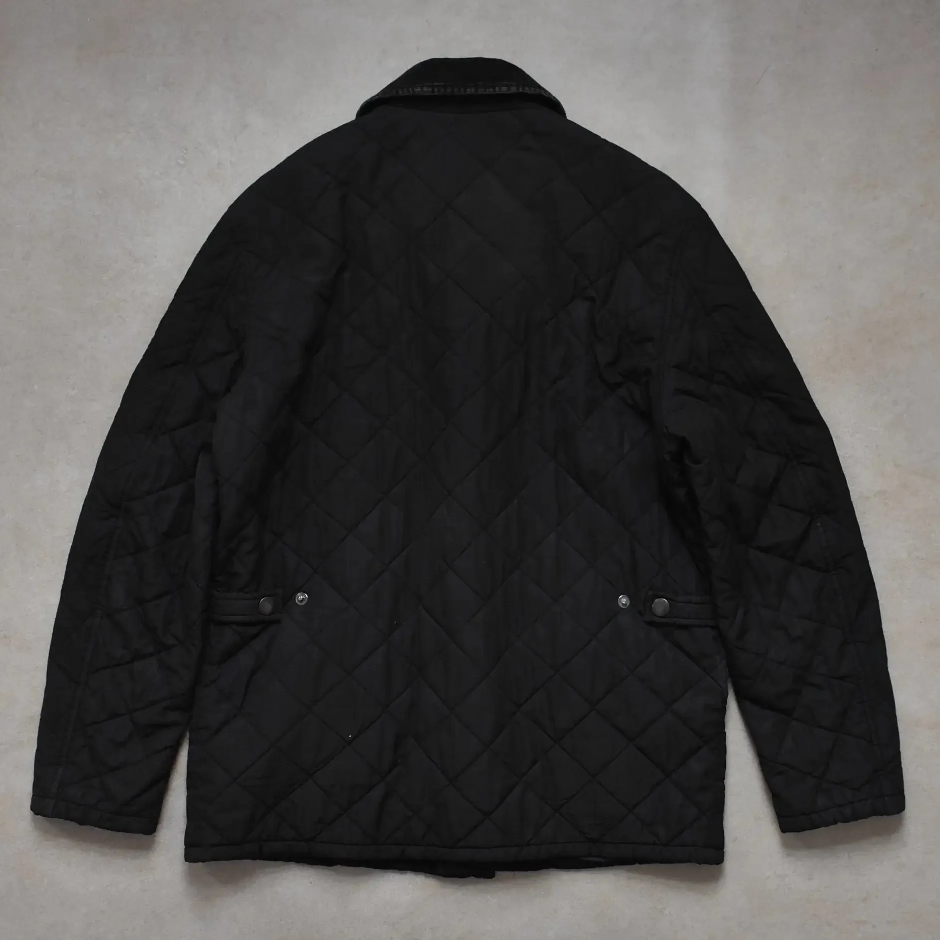 Barbour Corduroy Trimmed Guilted Black Jacket - M