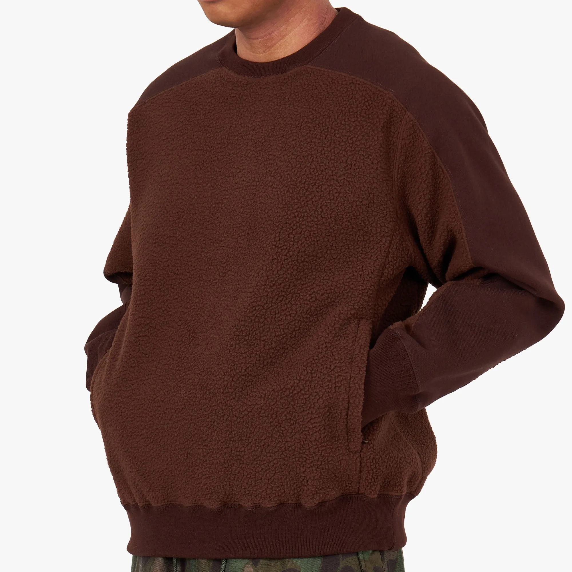 BEAMS PLUS MIL Fleece Crewneck in Brown - Shop Now