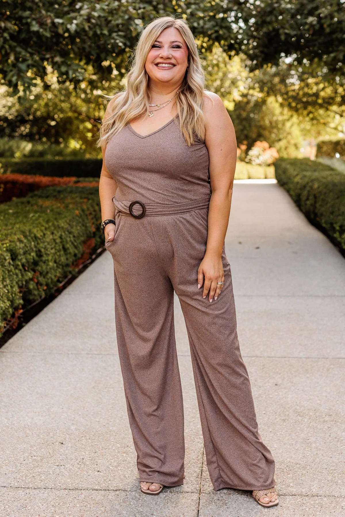 Knit Jumpsuit in Mocha