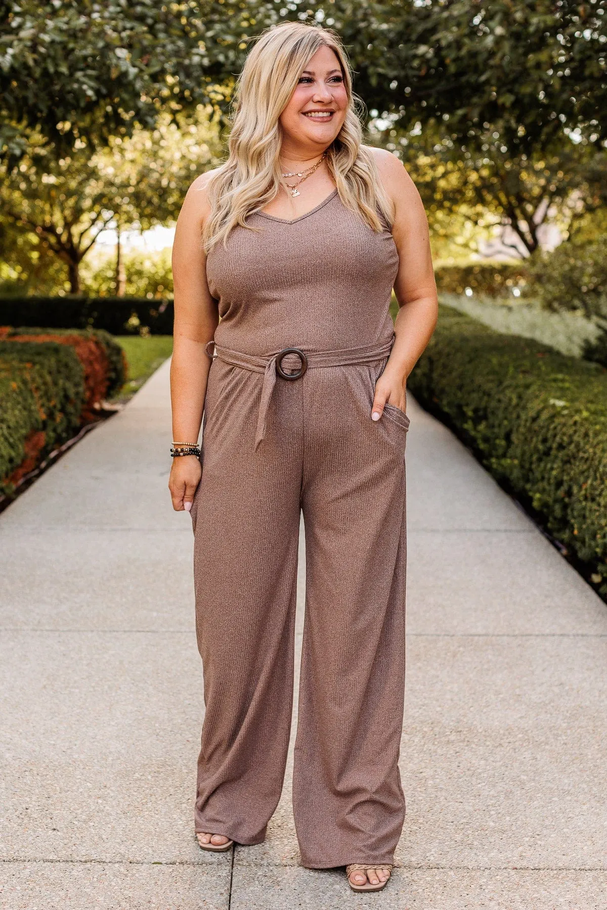 Knit Jumpsuit in Mocha