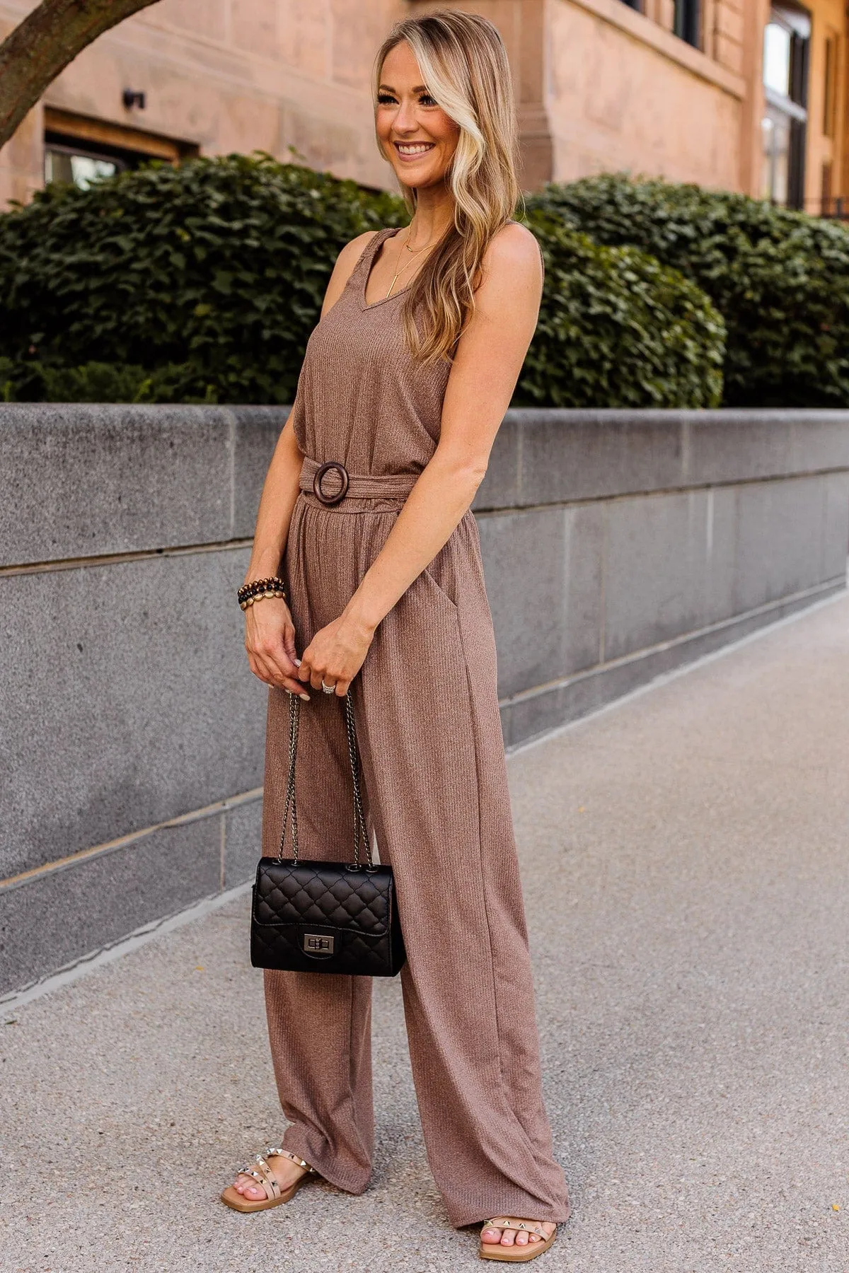 Knit Jumpsuit in Mocha