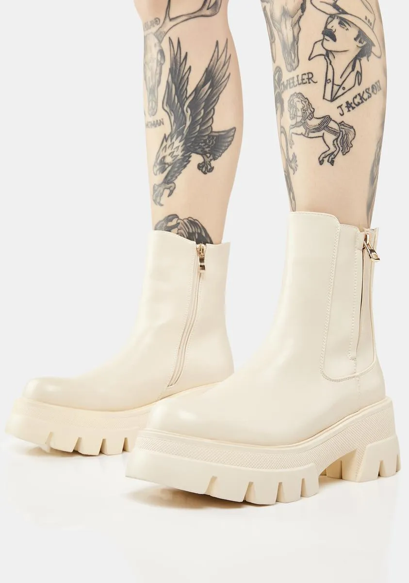 Beige Chelsea Boots