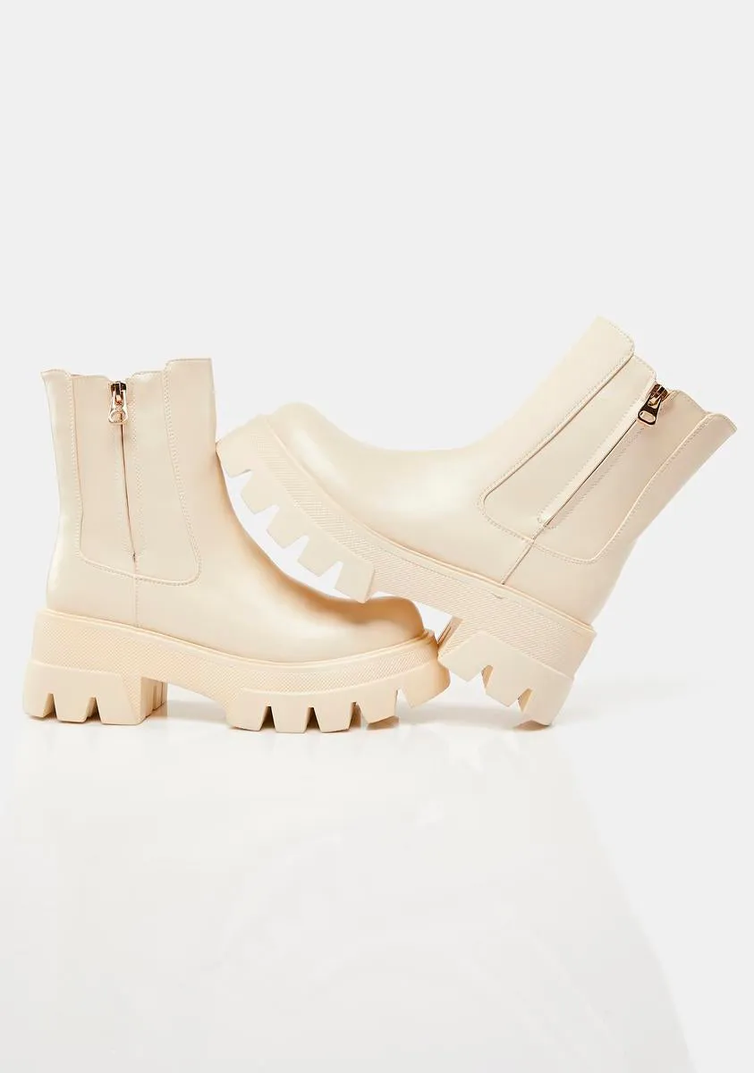 Beige Chelsea Boots