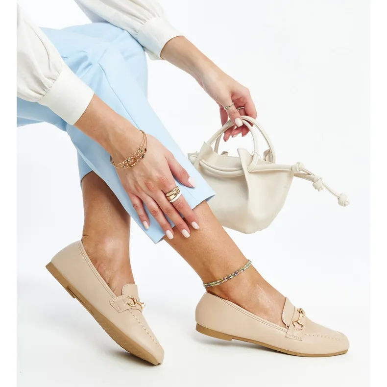 Decorative Beige Moccasins by Docherty