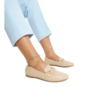 Decorative Beige Moccasins by Docherty