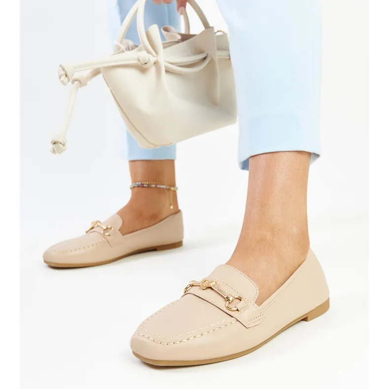 Decorative Beige Moccasins by Docherty