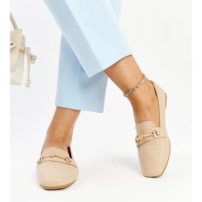 Decorative Beige Moccasins by Docherty