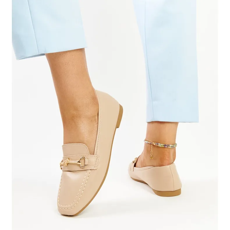 Decorative Beige Moccasins by Docherty