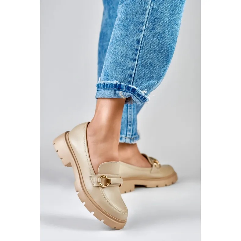 Minimalist Beige Moccasins