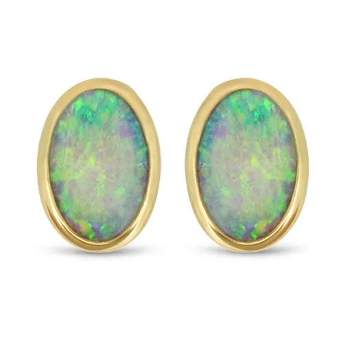 Bezel Set Opal Earrings