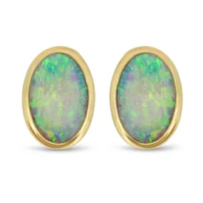 Bezel Set Opal Earrings