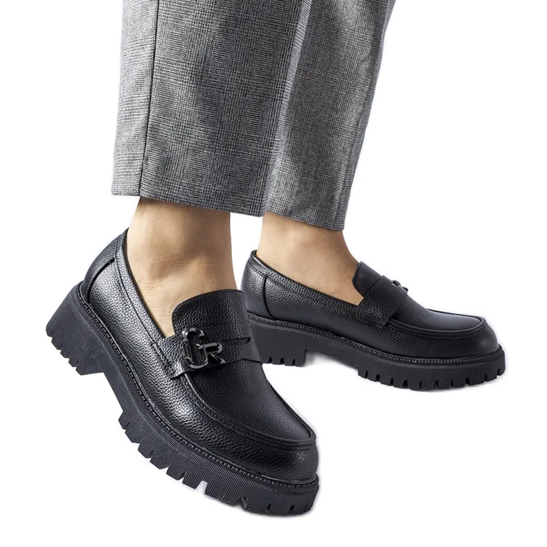 Classic Black Moccasins with Buckle