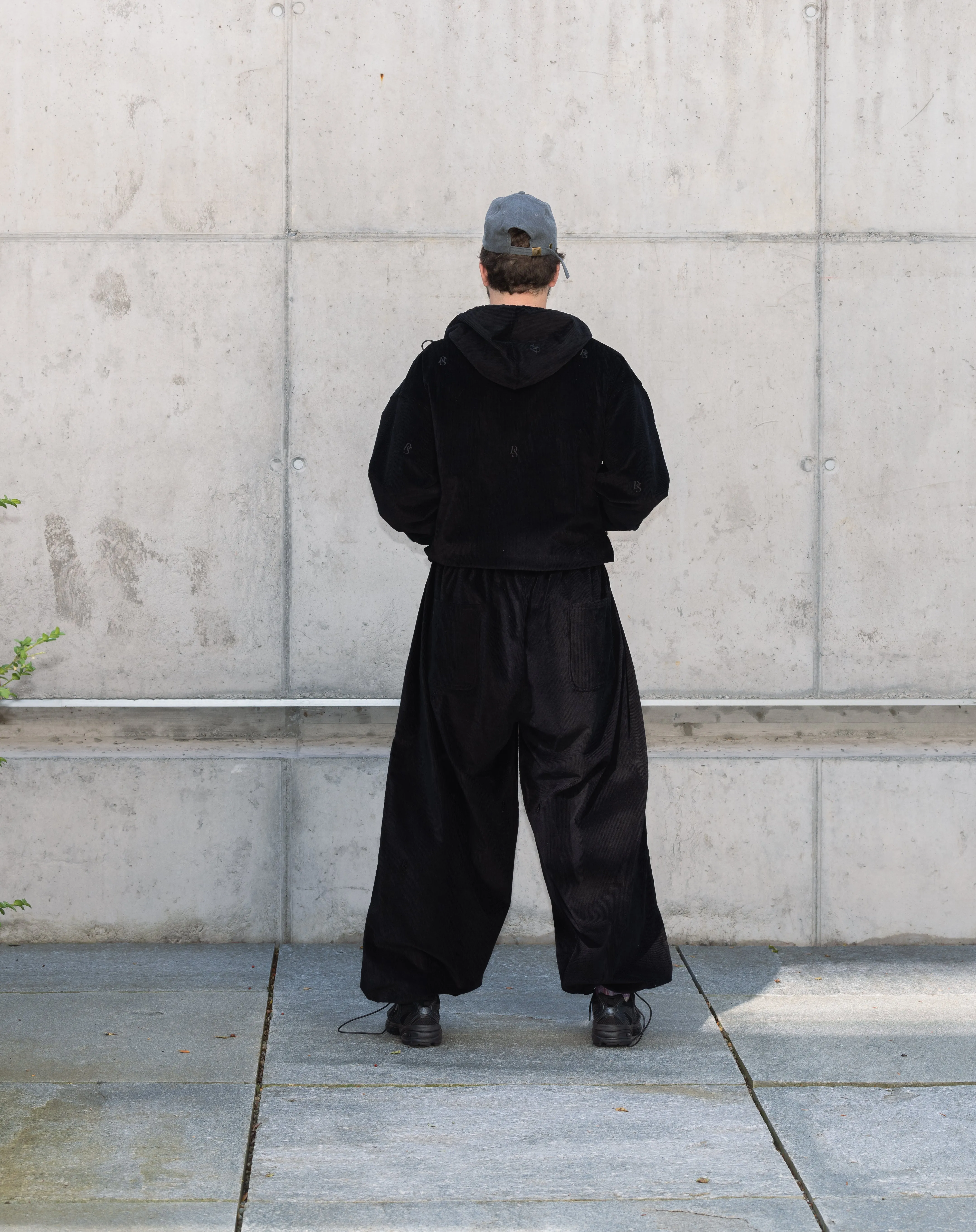 Black Corduroy  Zipper Jacket