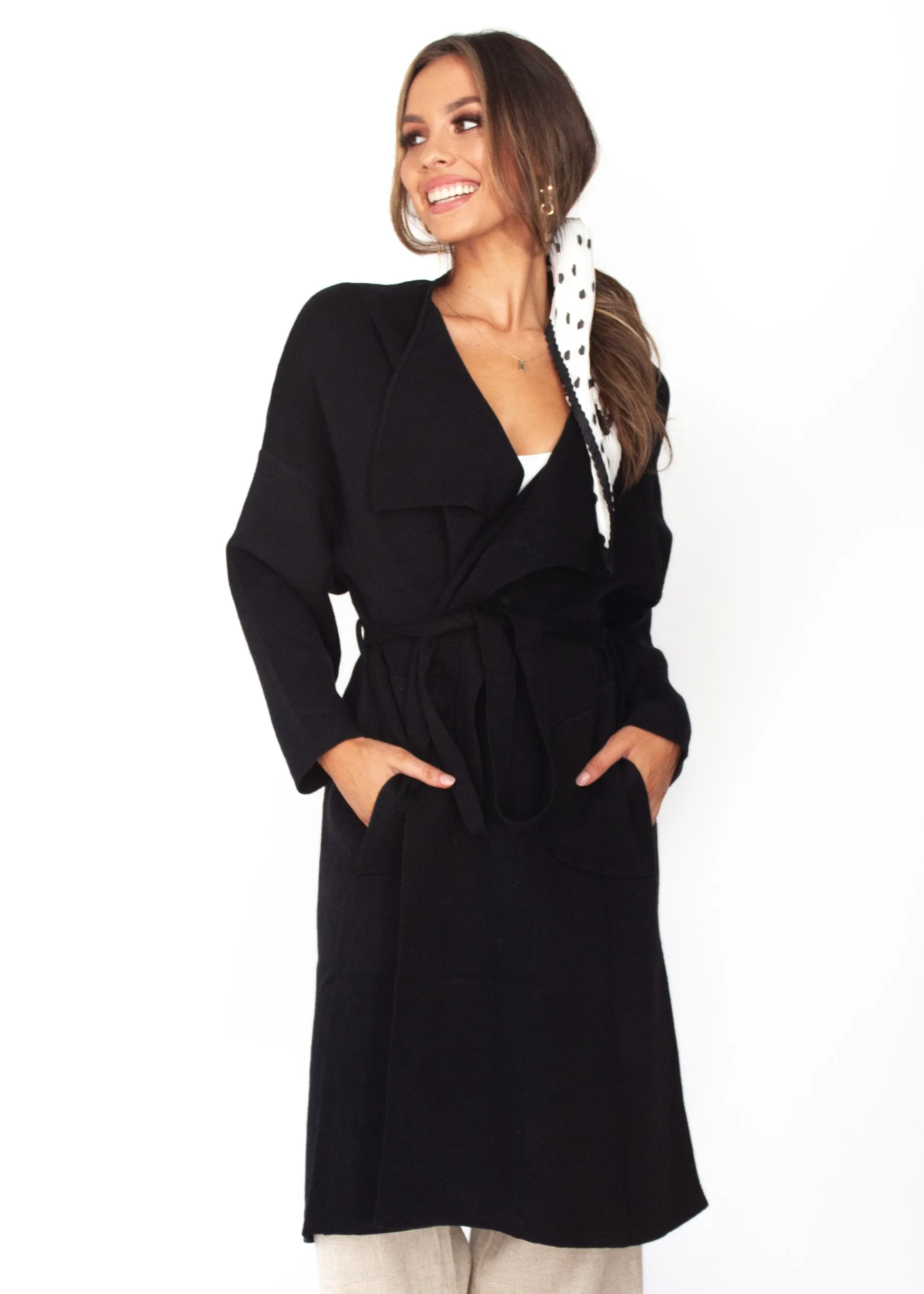 Black Knit Coat - Virgo