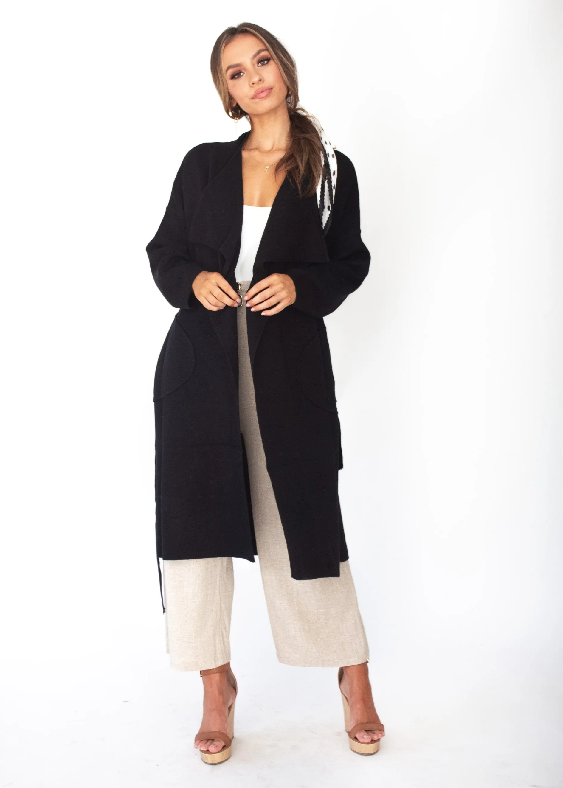 Black Knit Coat - Virgo