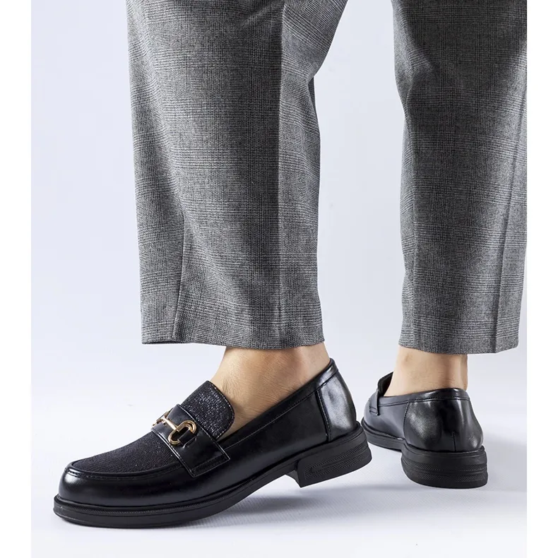 Stylish Black Moccasins with Gennaro Buckle