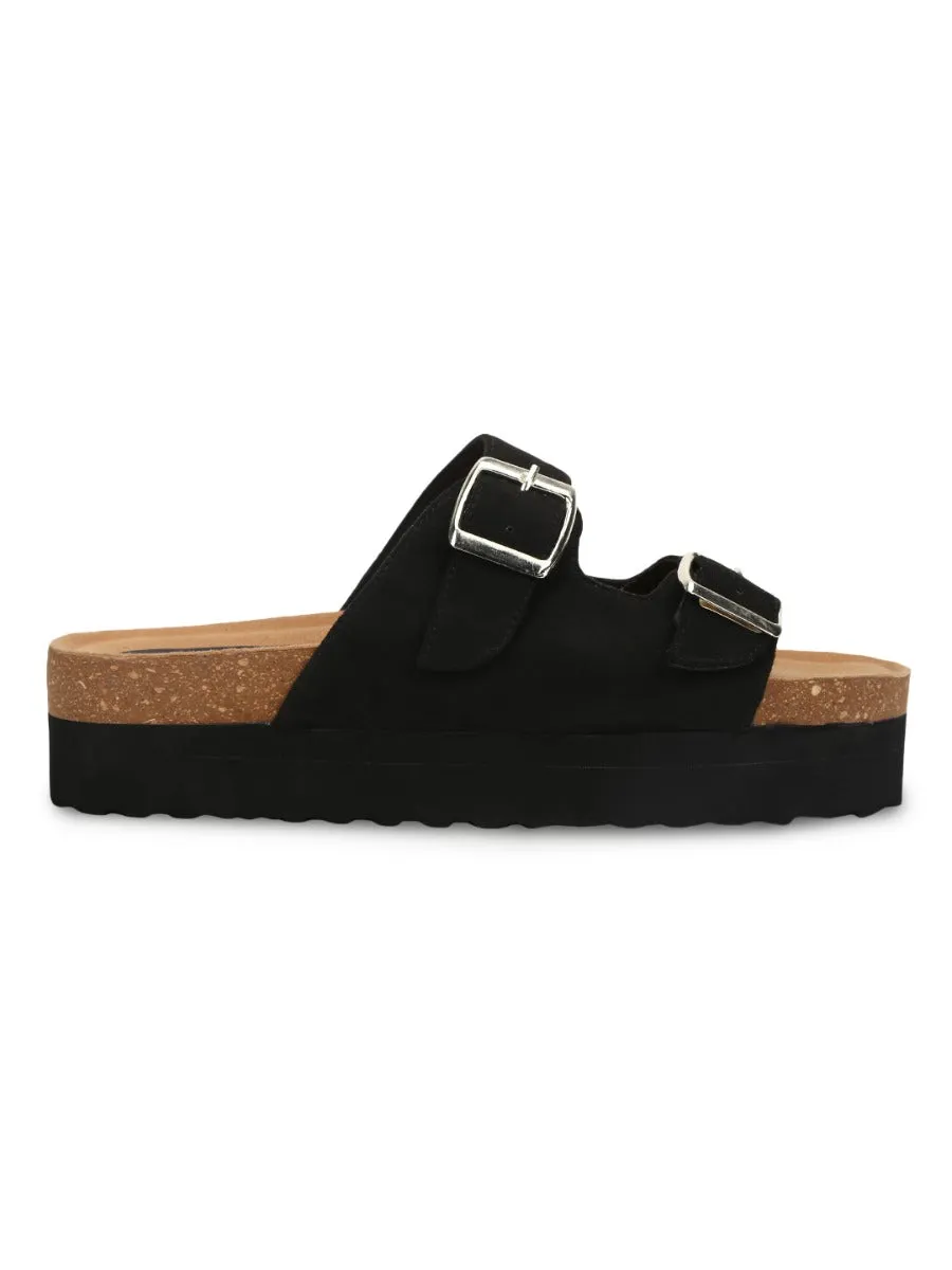 Black PU Side Buckle Slides