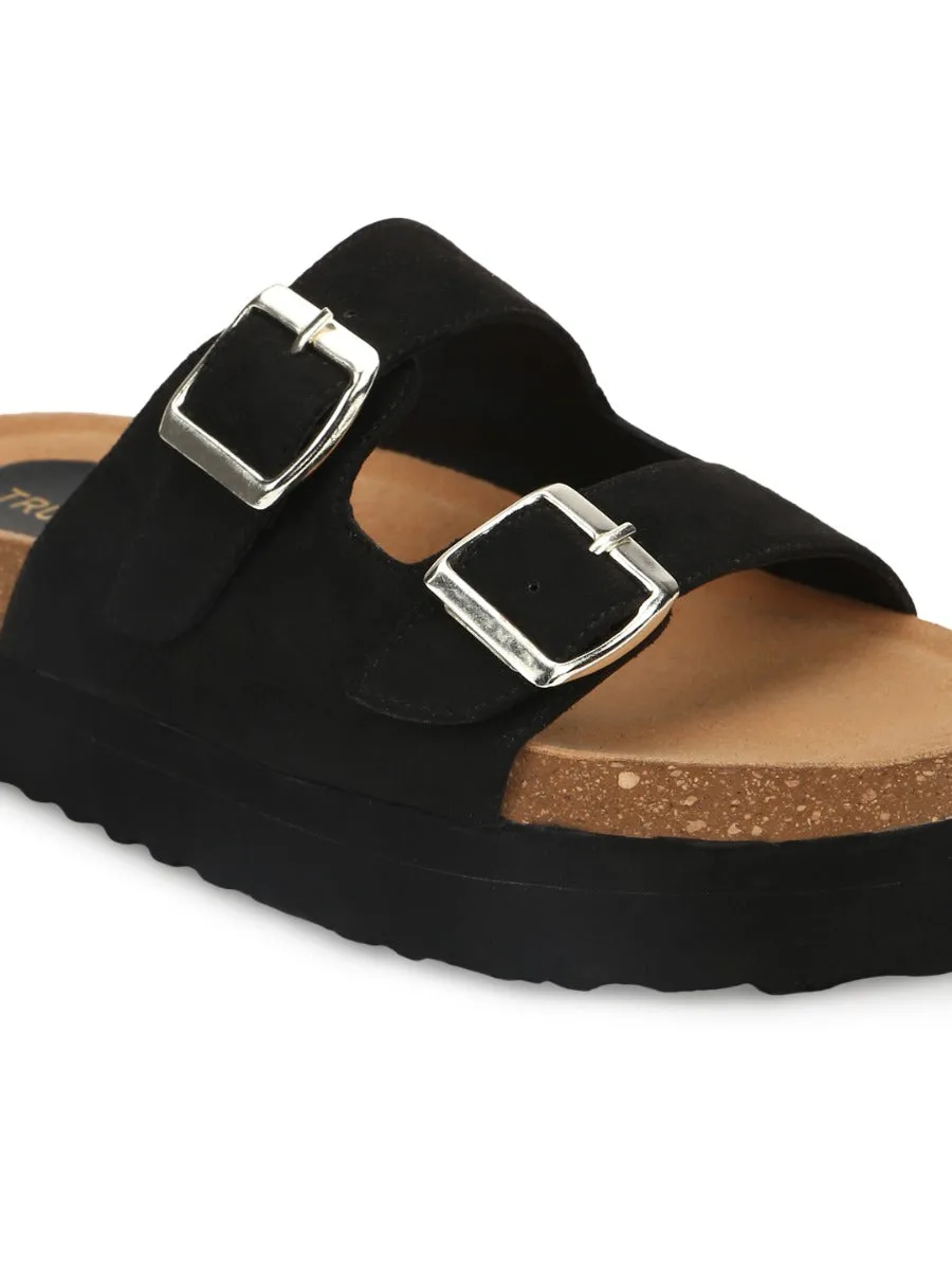 Black PU Side Buckle Slides