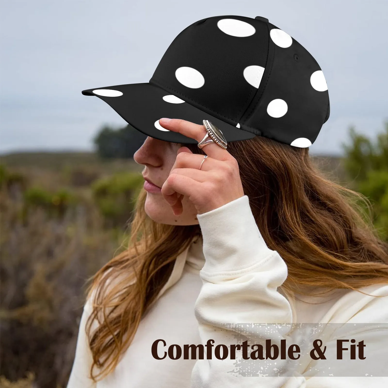 Black With White Polka Dots Hat