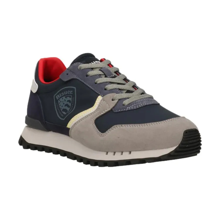 Blauer men's lace-up sneakers in Navy/Red