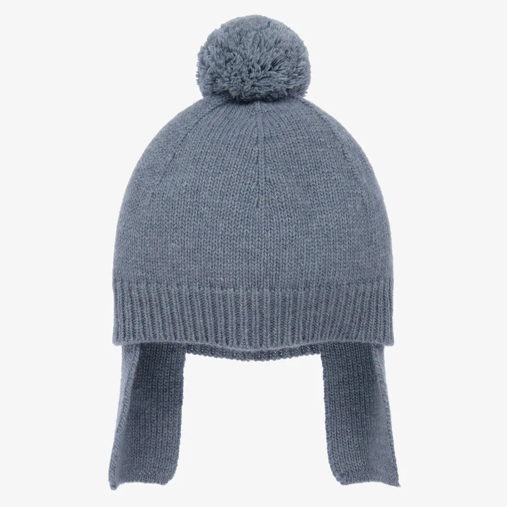 Blue Pom-Pom Knitted Hat