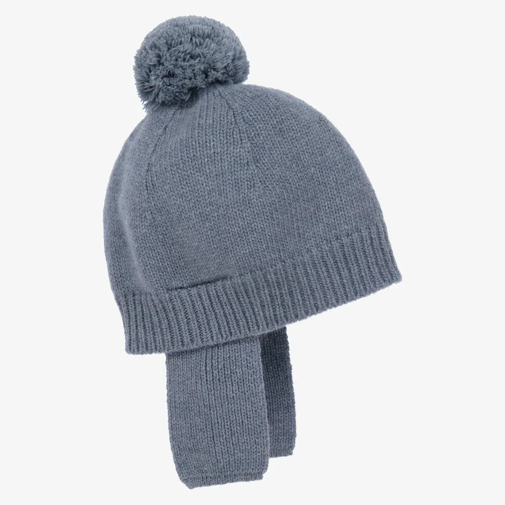 Blue Pom-Pom Knitted Hat