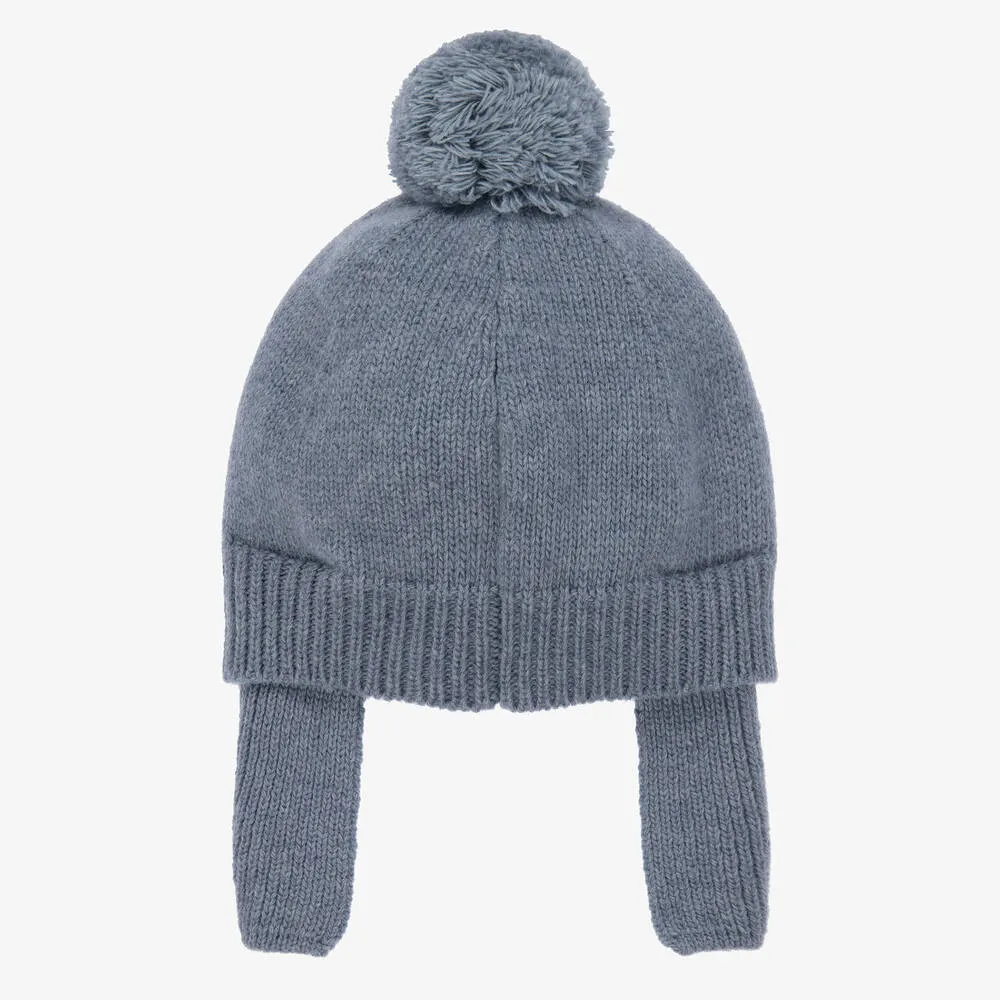 Blue Pom-Pom Knitted Hat