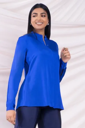 Stylish Blue Satin Top