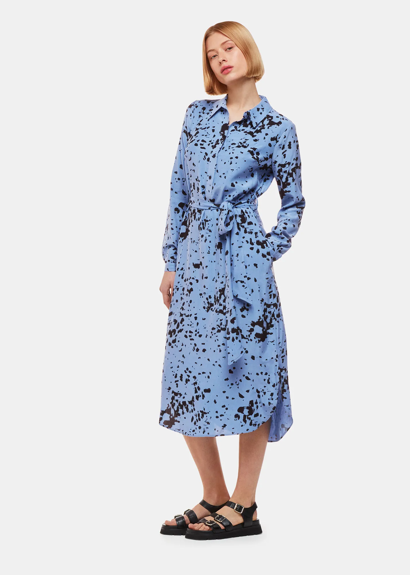 Blue Smudged Spot Print Imie Dress