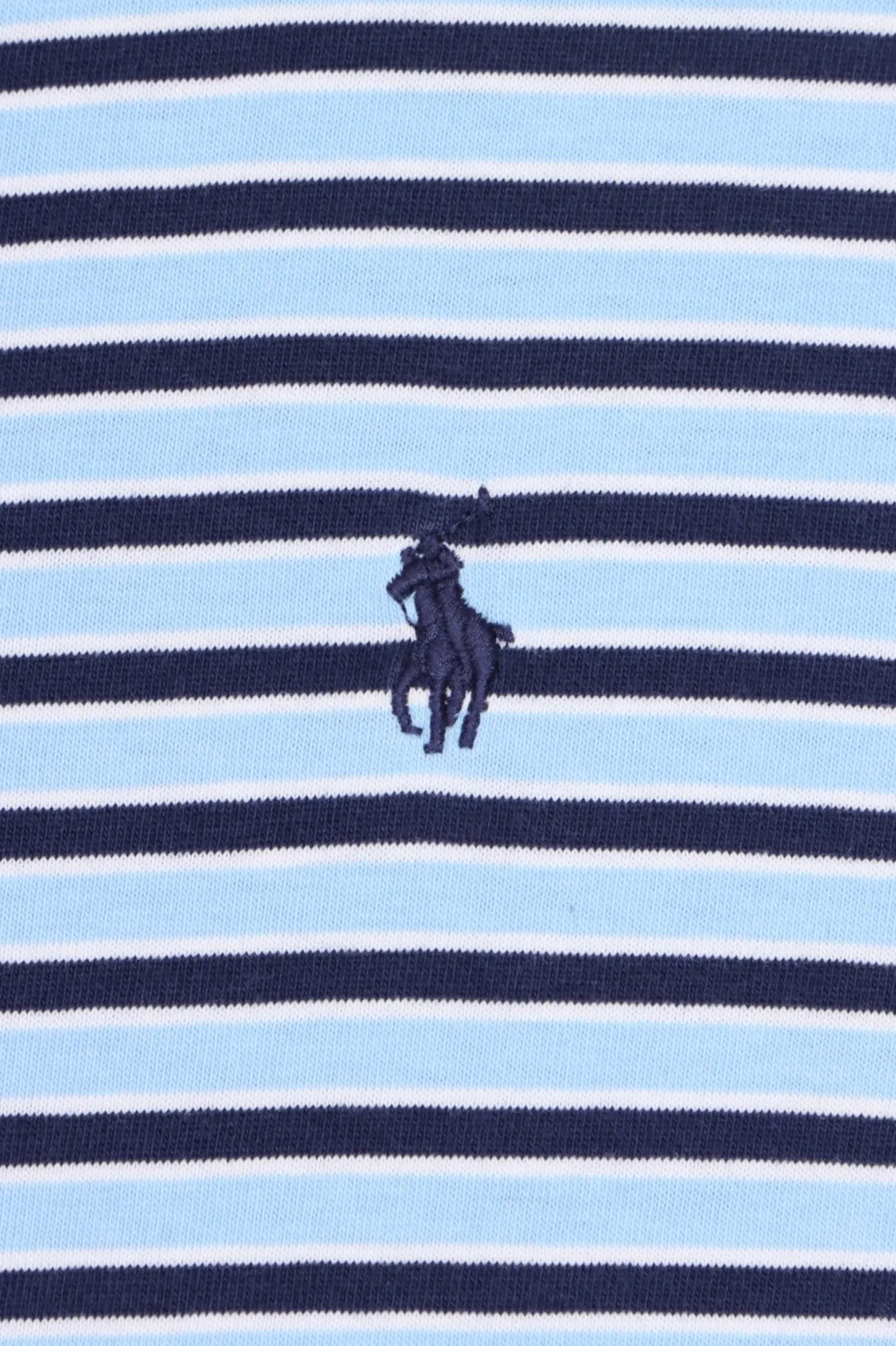 Blue Striped Ralph Lauren Polo T-Shirt (Medium-Large)