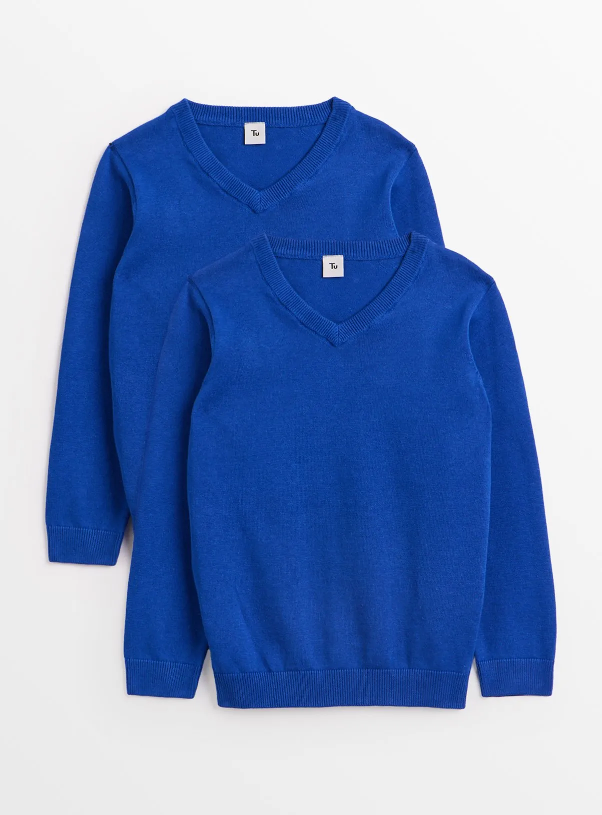 Blue Unisex V-Neck Jumpers 2 Pack 8 Years - School Jumpers and Sweatshirts - Tu