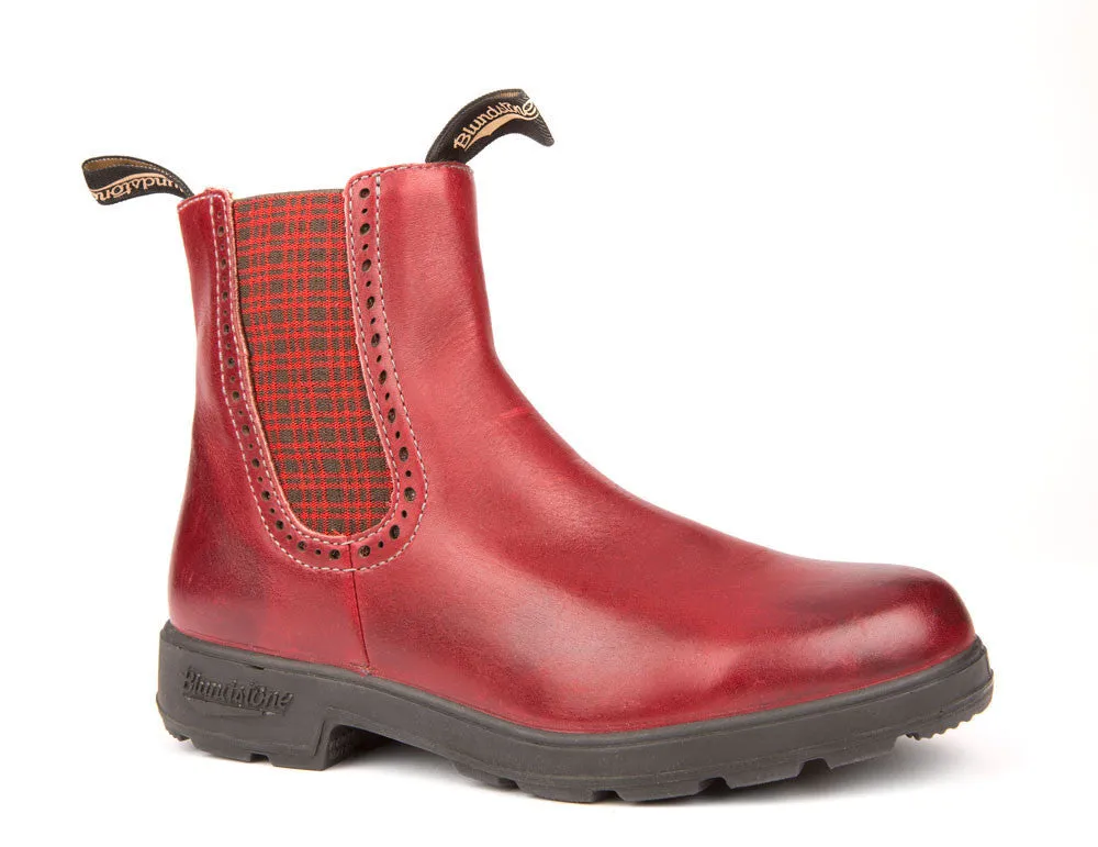 Blundstone 1442 Burgundy Rub Tartan Elastic Boot