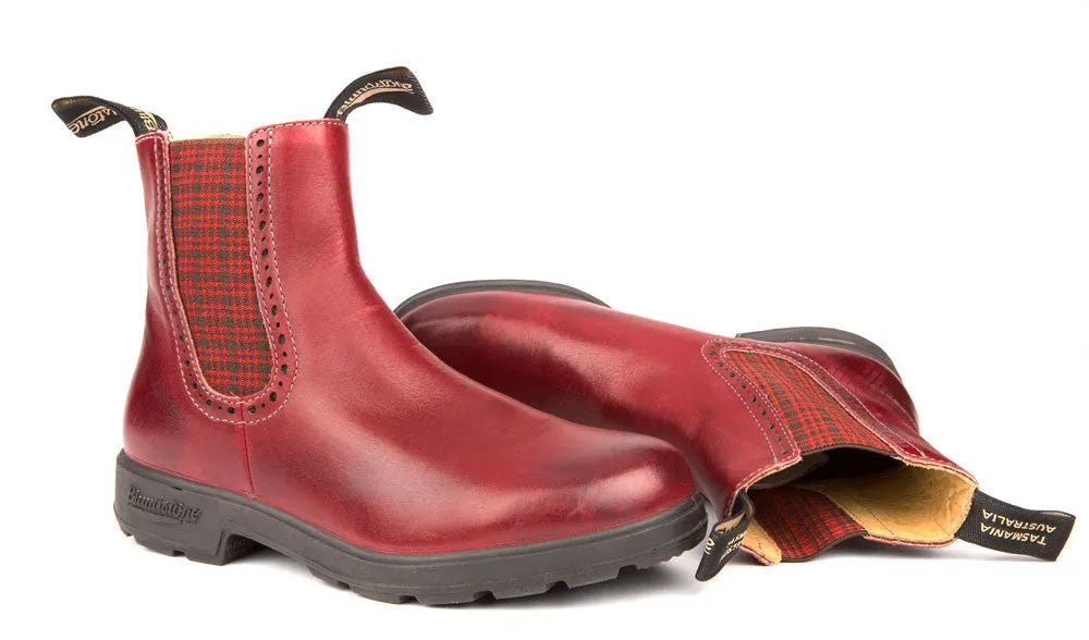 Blundstone 1442 Burgundy Rub Tartan Elastic Boot