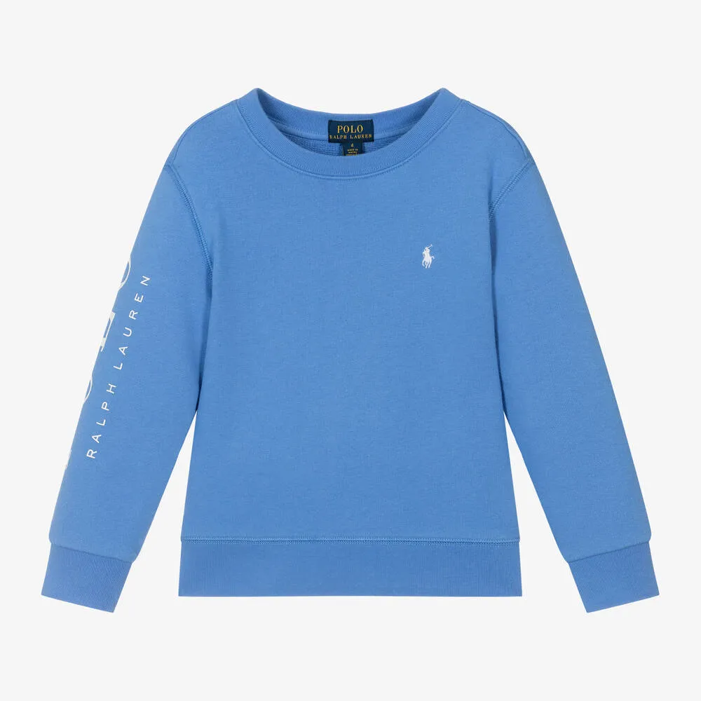 Boys Blue Cotton Polo Sweatshirt