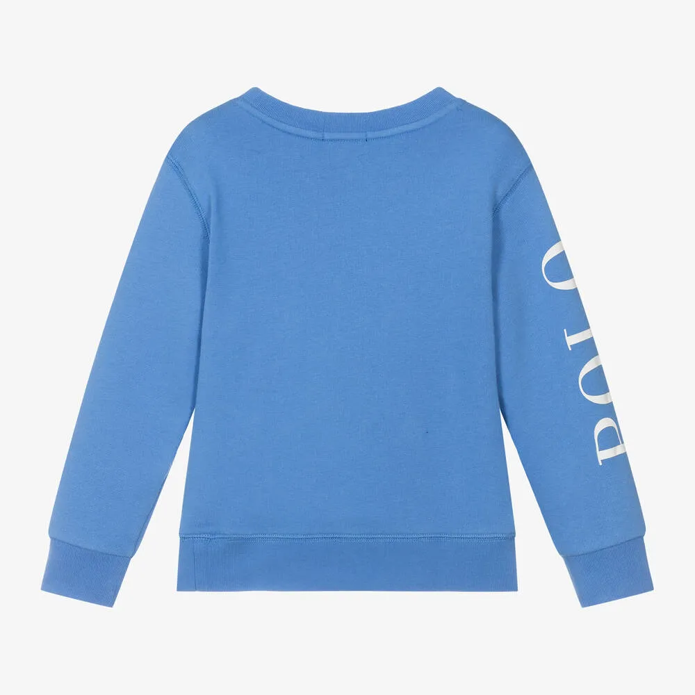 Boys Blue Cotton Polo Sweatshirt