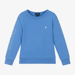 Boys Blue Cotton Polo Sweatshirt