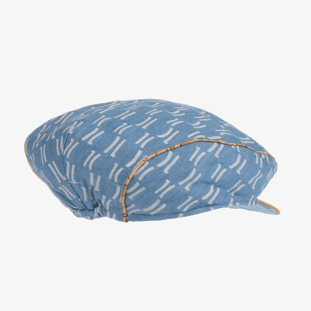 Boys Blue Monogram Flat Cap