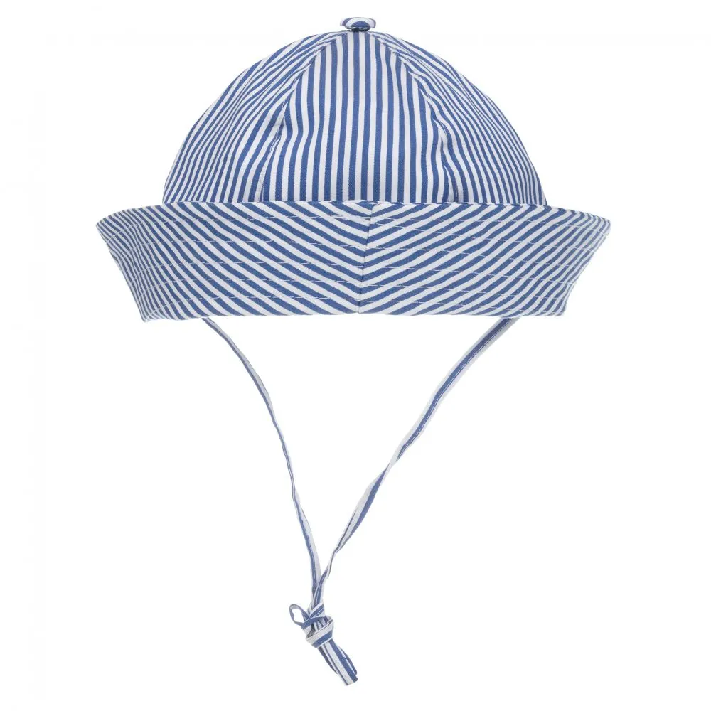 Boys Blue Striped Cotton Hat