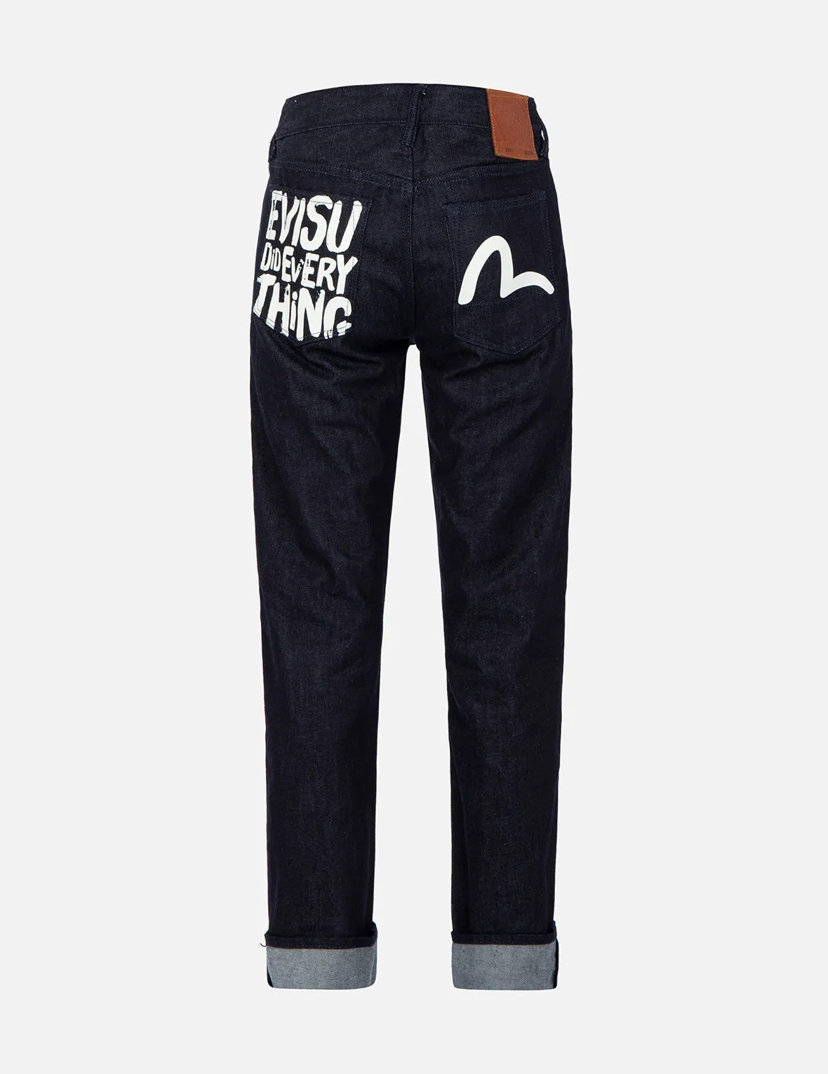 Brand Motto and Seagull Print Slim-Fit Jeans #2010