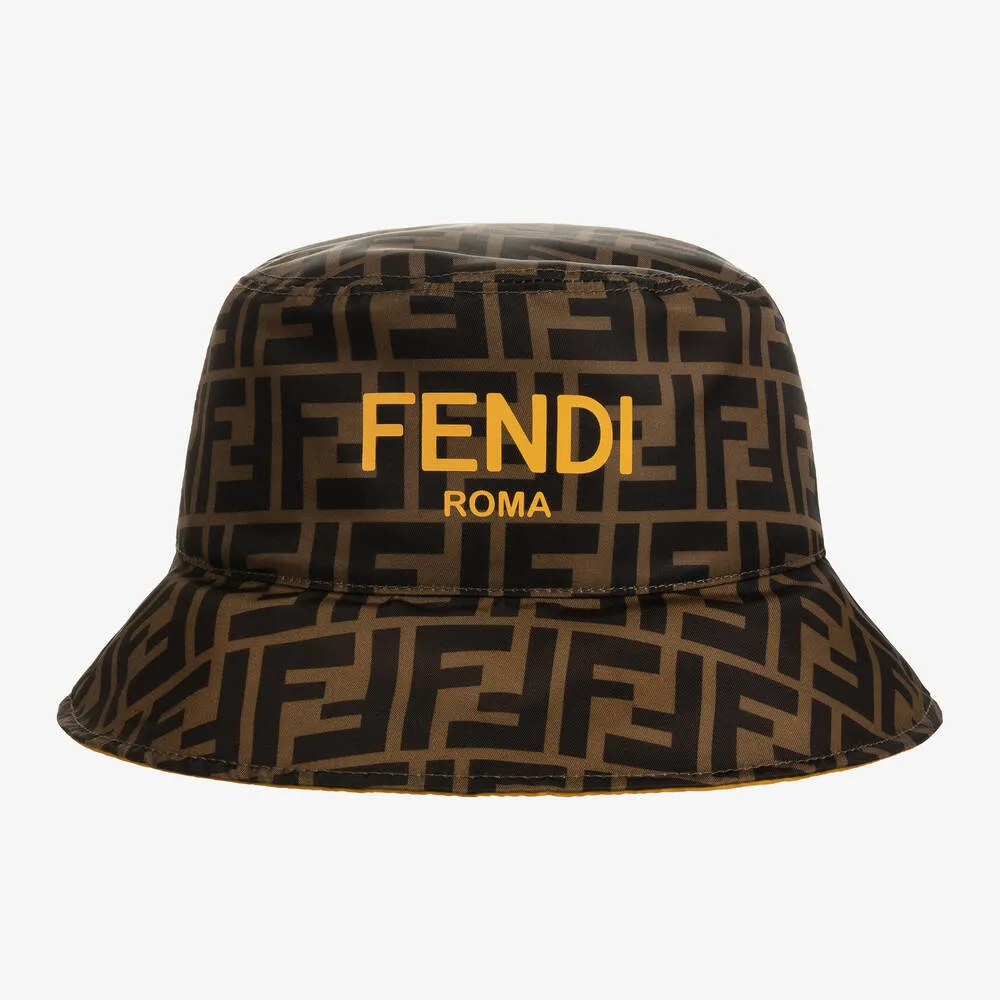 Brown FF Reversible Bucket Hat