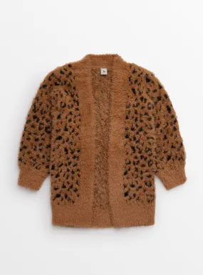 Brown Leopard Print Fluffy Cardigan - Size 5 Years - Shop Jumpers and Cardigans at Tu Online