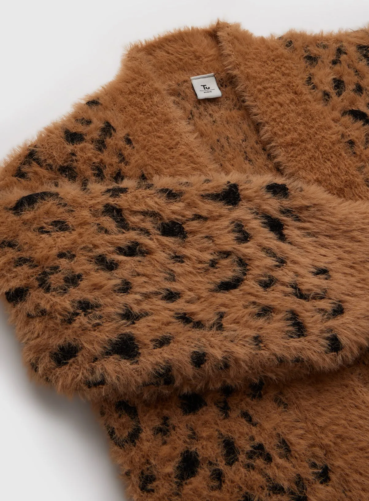 Brown Leopard Print Fluffy Cardigan - Size 5 Years - Shop Jumpers and Cardigans at Tu Online