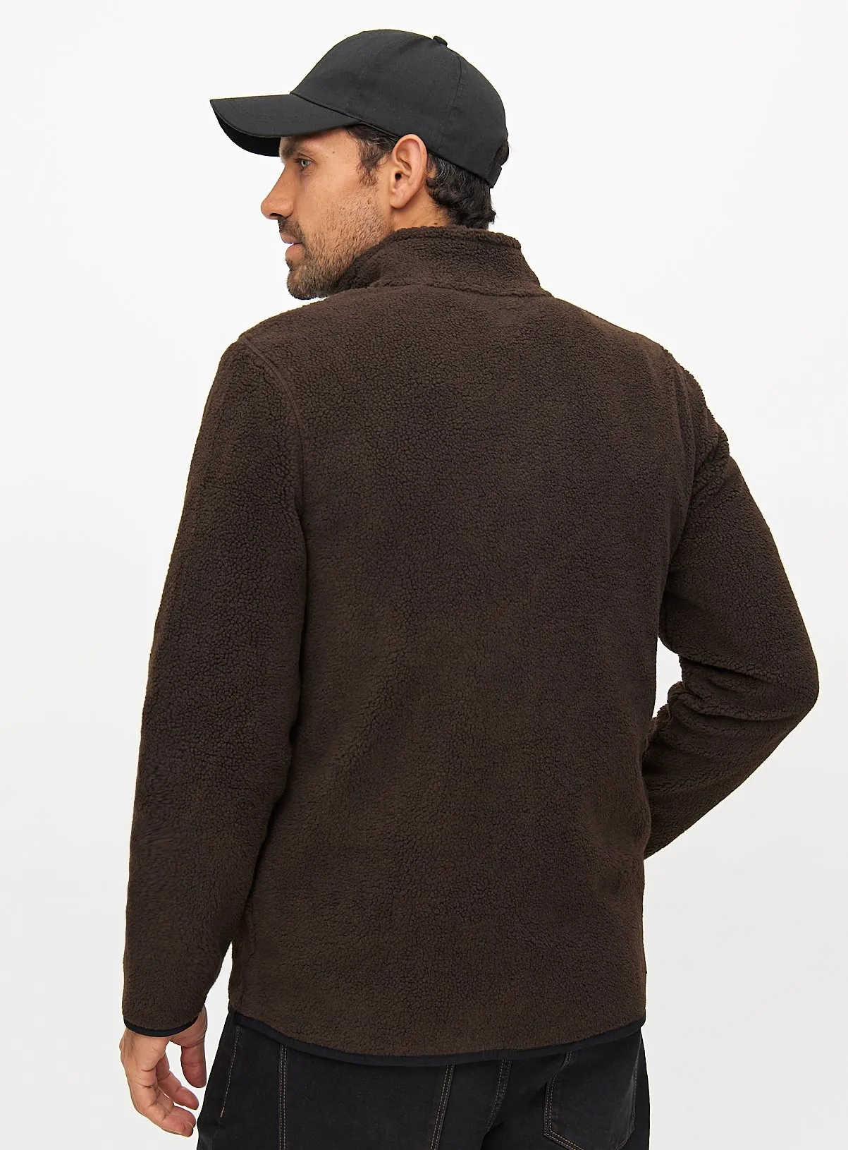 Brown Zip-Through Teddy Fleece Jumper L - Tu Clothing