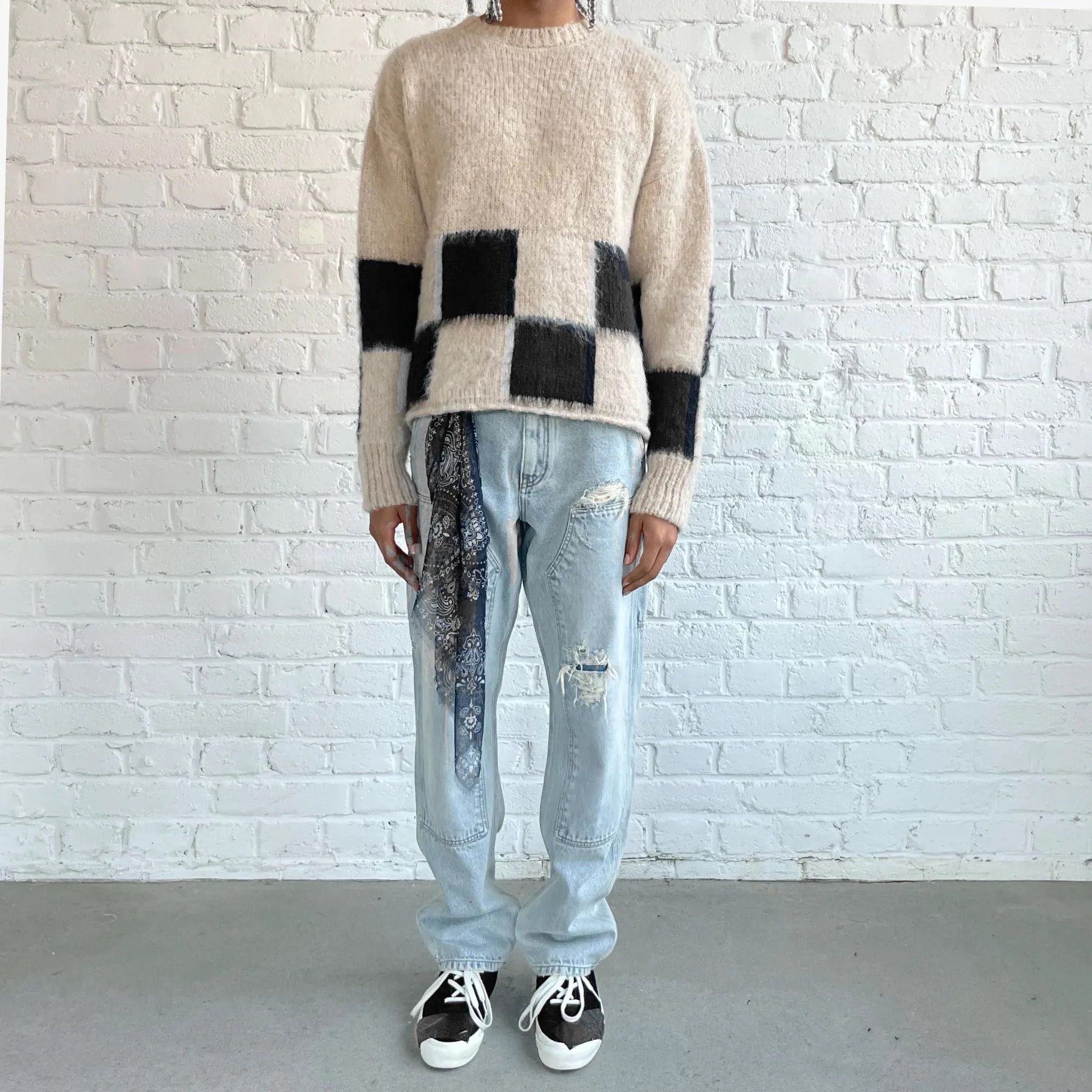 BRUSHED CHECKERED KNIT