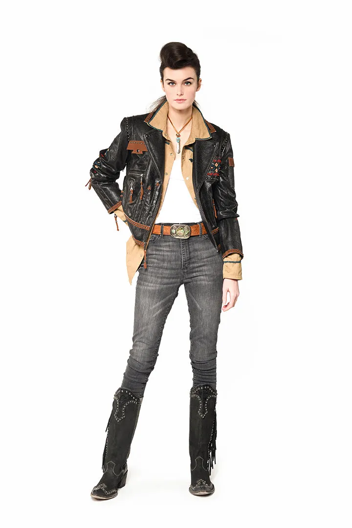 Buffalo Chase Biker Jacket by Double D Ranchwear