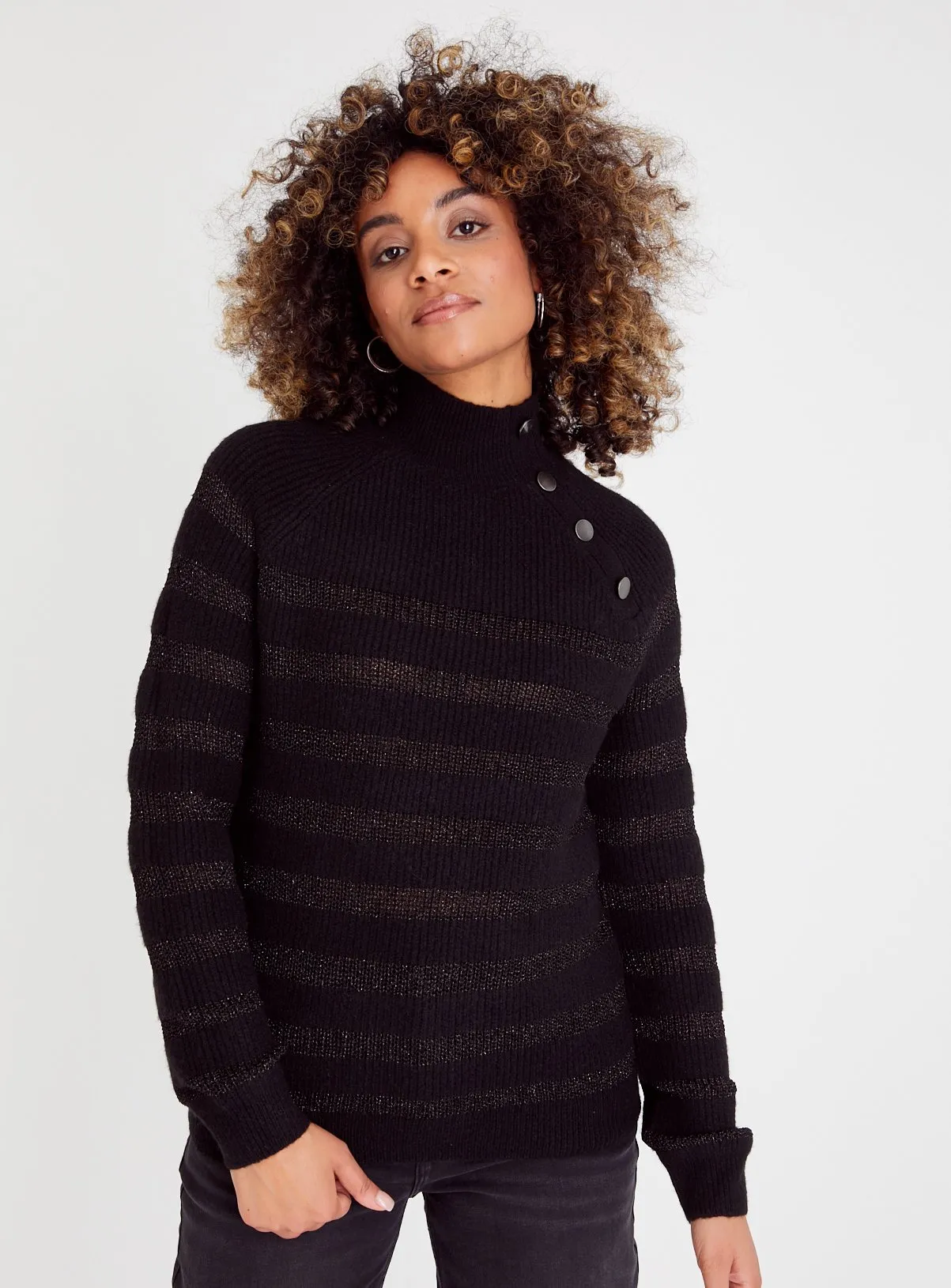 Black Sparkle Striped Jumper - Size 24 | Tu Clothing